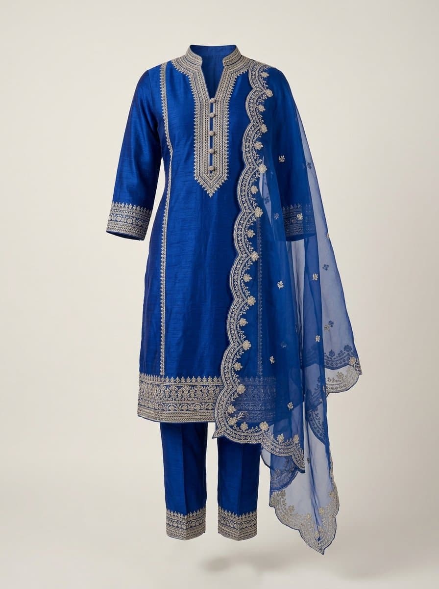 Bespoke Silk-Embroidered Partug Trousers
