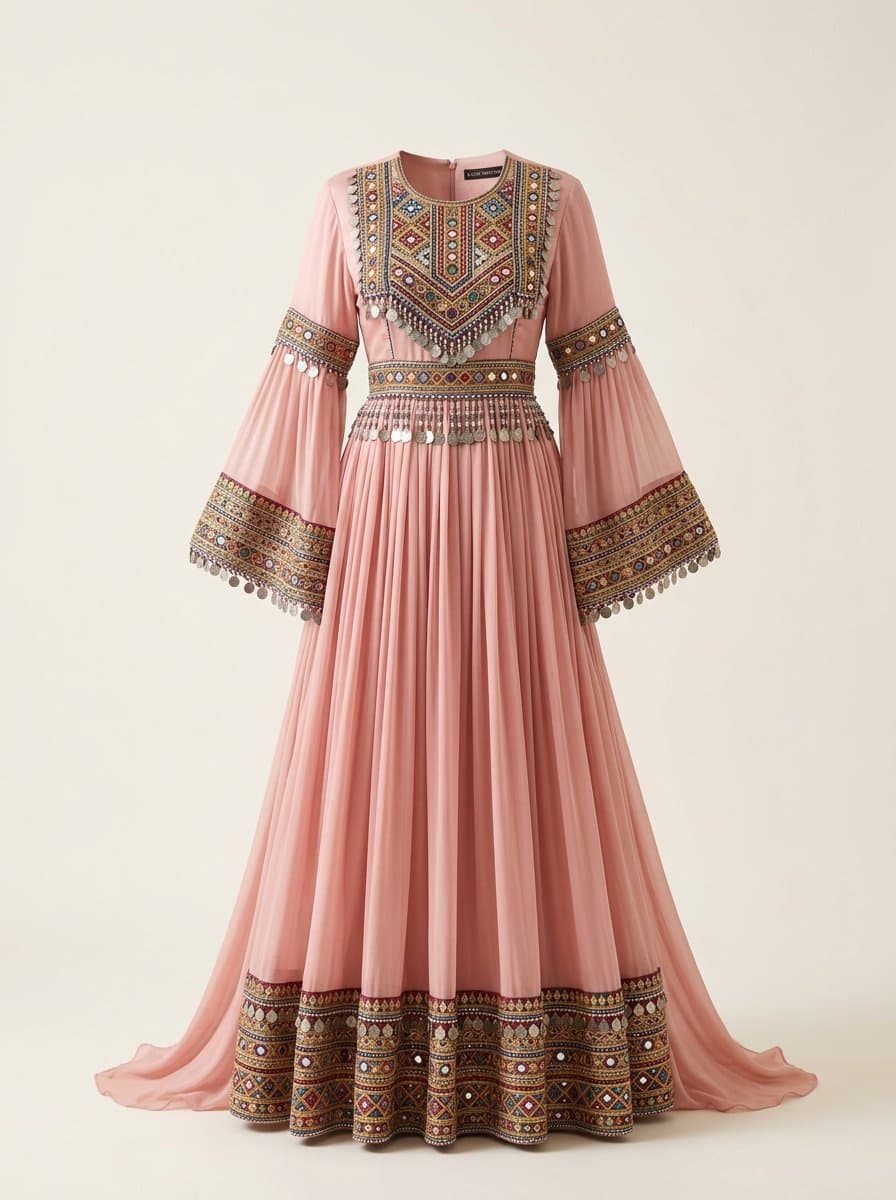 Kashikari Blue-Tile Printed Summer Frock